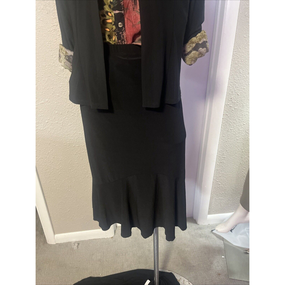 NWT Small Black Midi Skirt Contrasted Hemline By Modes Crystal - Picture 2 of 10